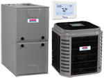 A picture of a heating and cooling system with a thermostat.