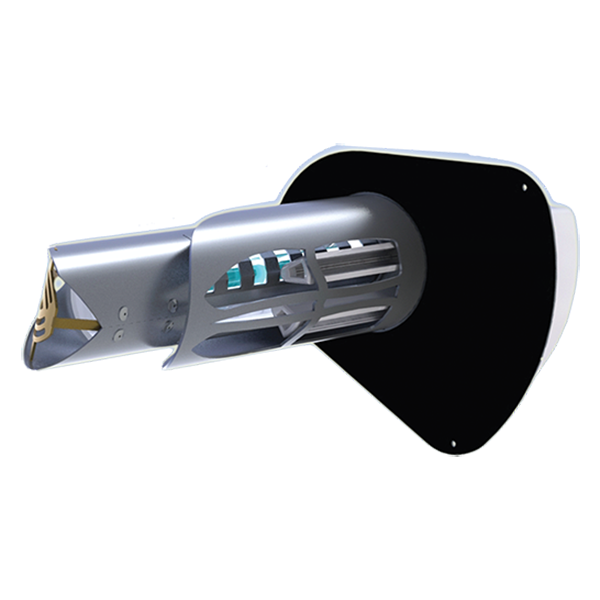A close up of a ventilation device on a white background