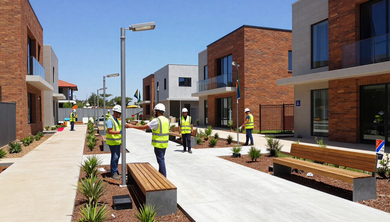 Construction site or newly built community space suggesting investment in infrastructure