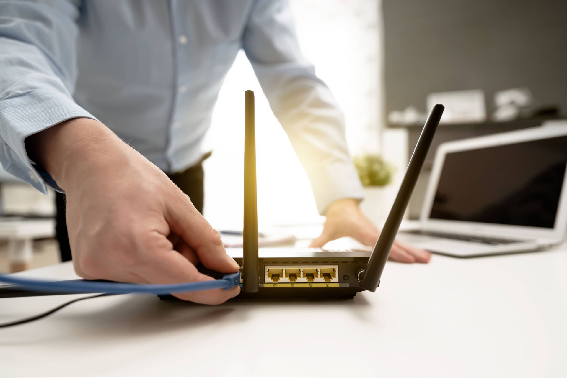 man connecting the internet