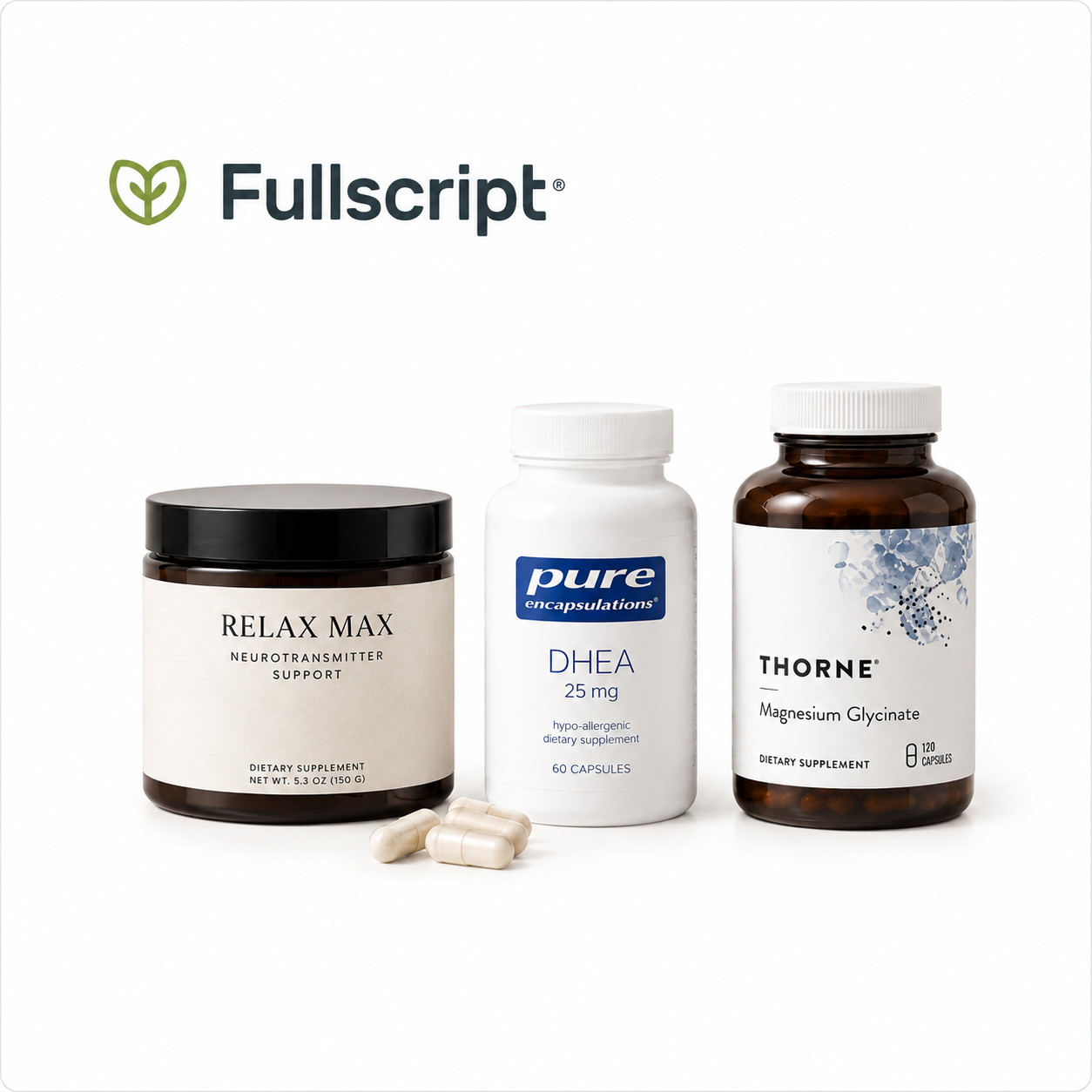 Reminder card with pill bottle, morning time set to 8:30, and notifications toggle on