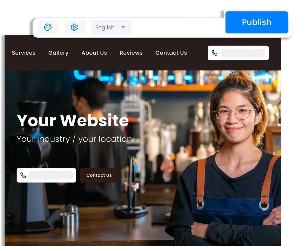 A woman is standing in front of a bar with her arms crossed.