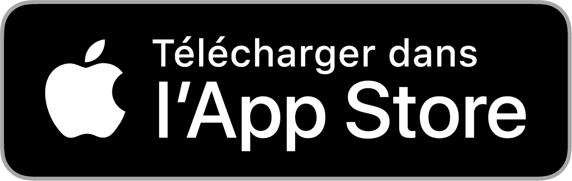 Le logo Apple est sur un bouton noir qui dit « télécharger dans l'App Store ».