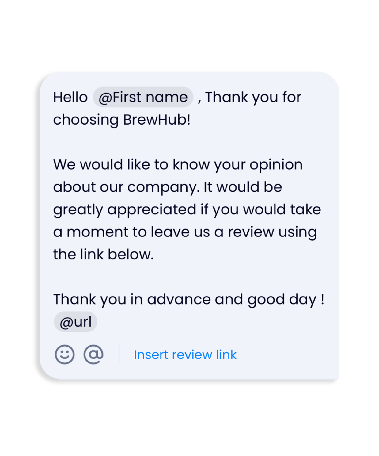 We would like to know your opinion about our company.