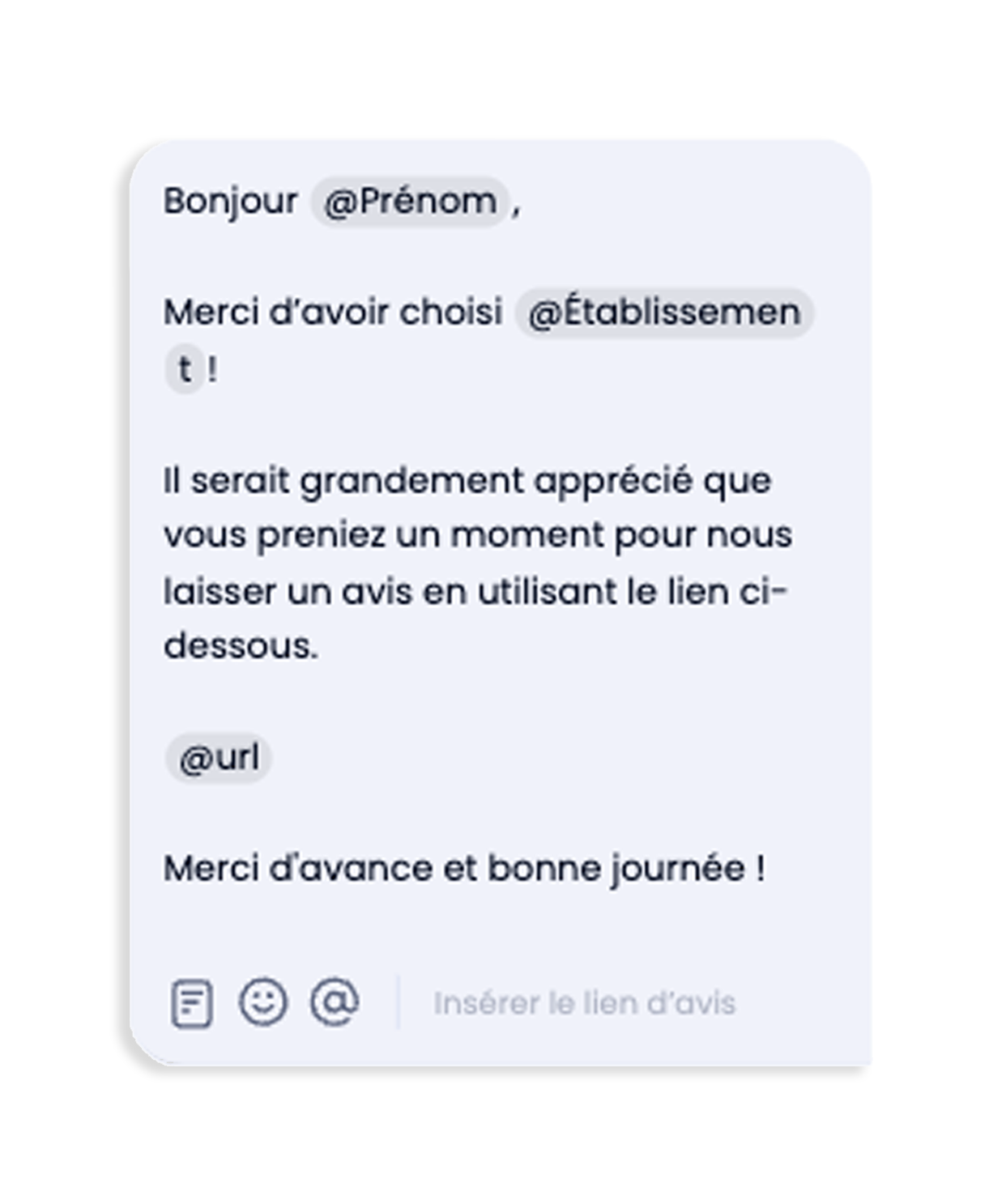 Une capture d'écran d'un SMS en français