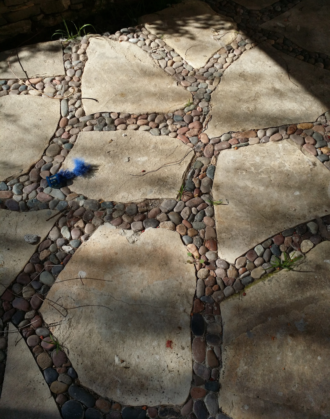 A stone walkway with a pattern of rocks on it