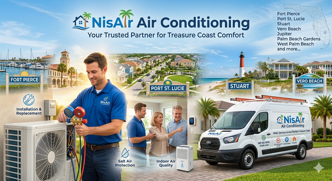 NisAir HVAC technician providing AC repair and installation services across Florida's Treasure Coast and Palm Beaches.