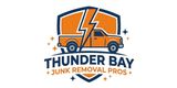 Thunder Bay Junk Removal Pros official logo. Orange and Blue truck. 