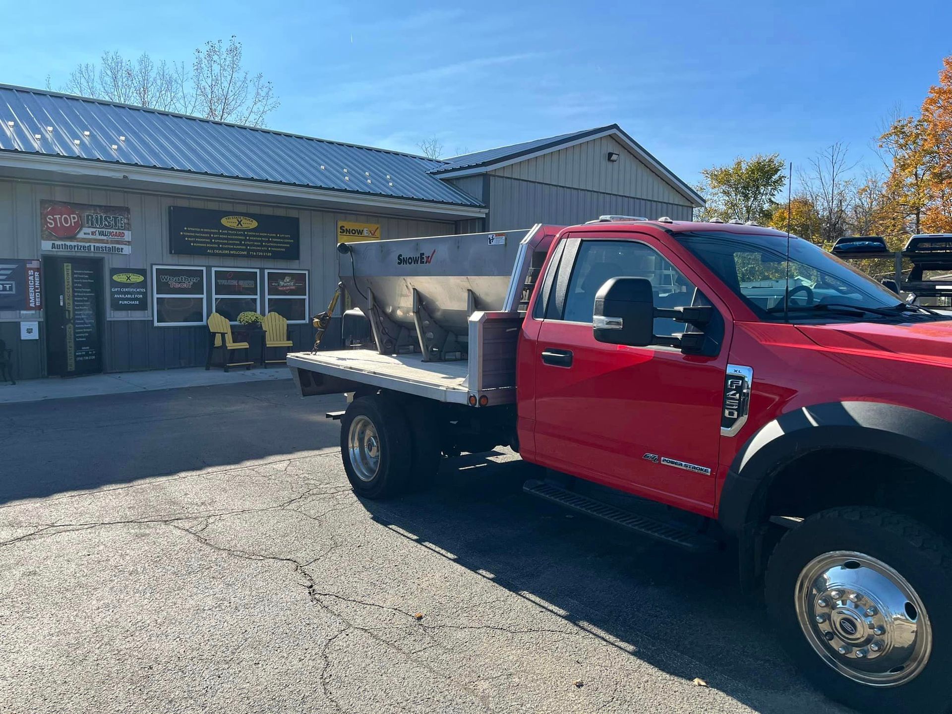 red flatbed truck
