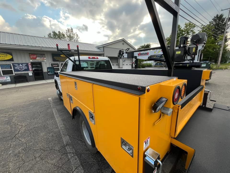 yellow utility truck