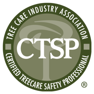 Logo for the Tree Care Industry Association, with text "CTSP" in white, inside a green circle.