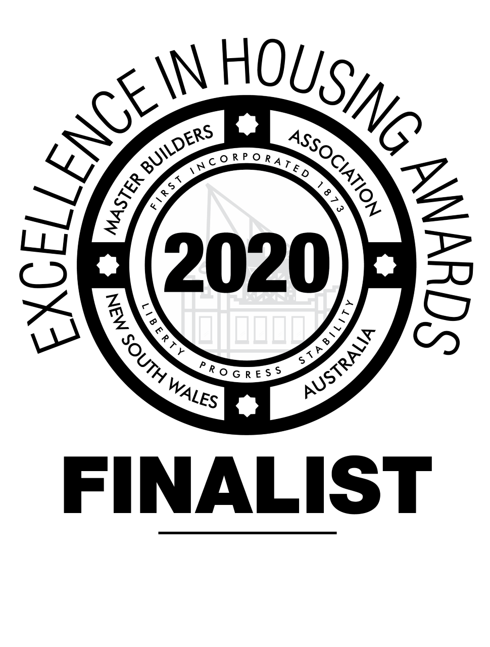 Master Builders Association Excellence in Housing Awards finalist badge for 2020.