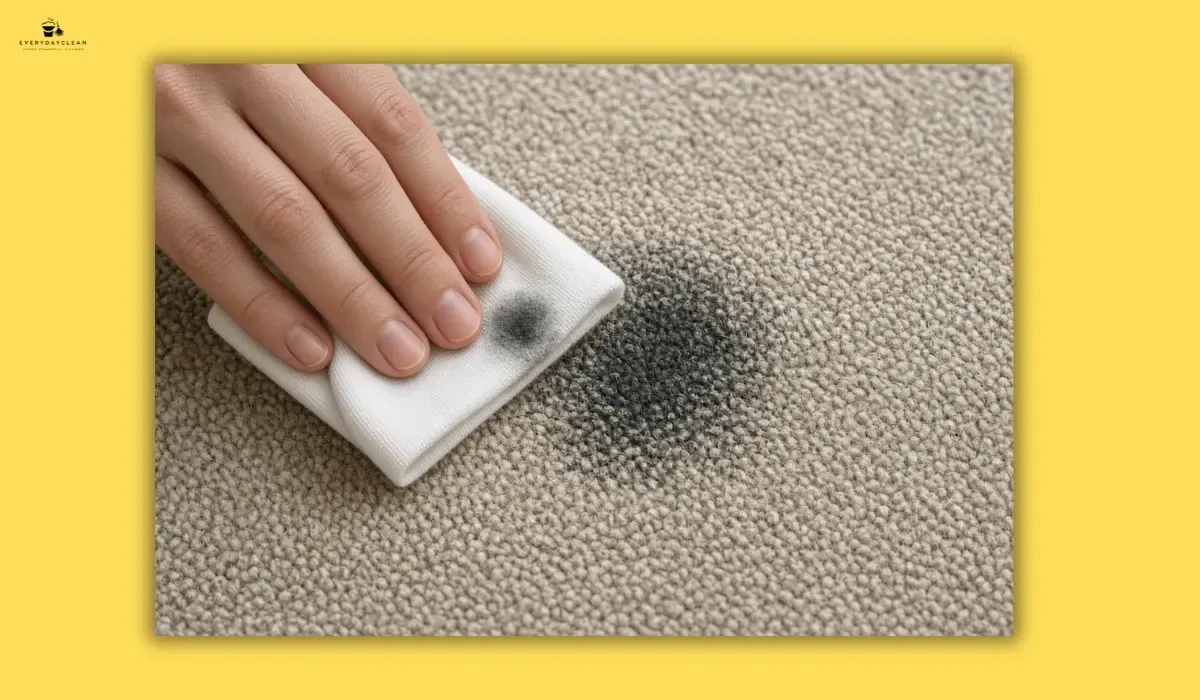Avoiding rubbing and abrasive cleaning when removing ink from carpet