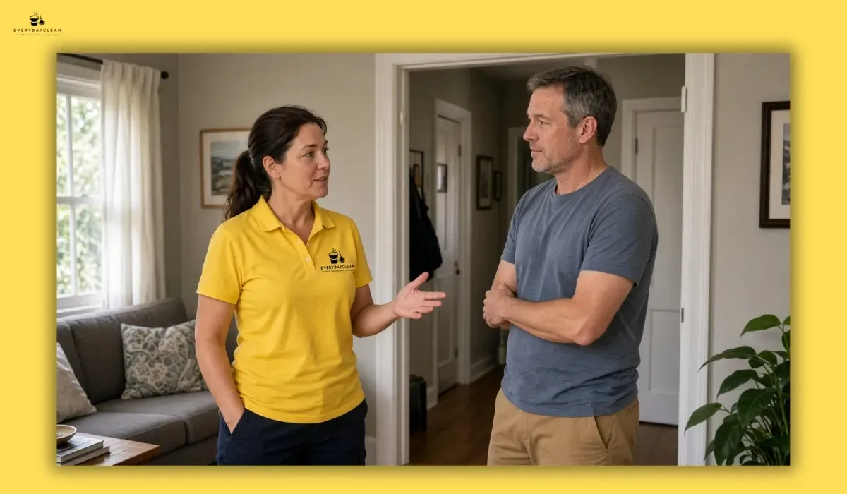 cleaner-discussing-cleaning-time-with-homeowner