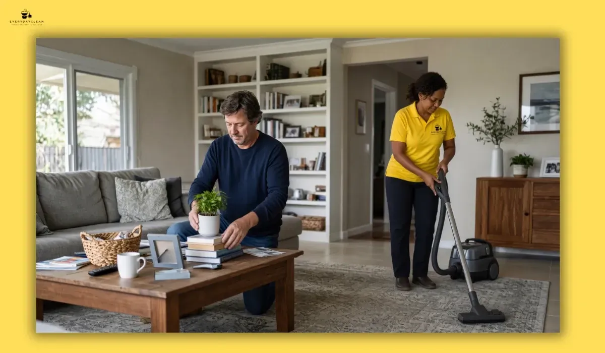 homeowner-clearing-clutter-before-house-cleaning