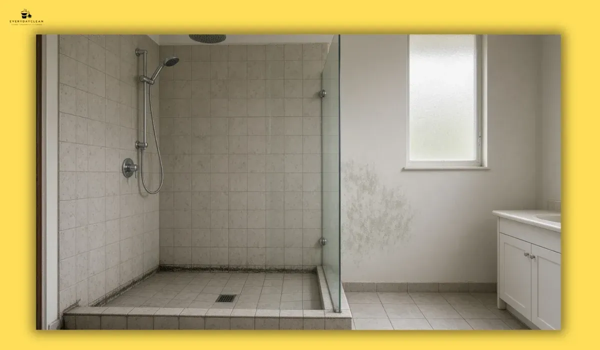 Mould on different household surfaces including grout, silicone, painted wall and outdoor paving