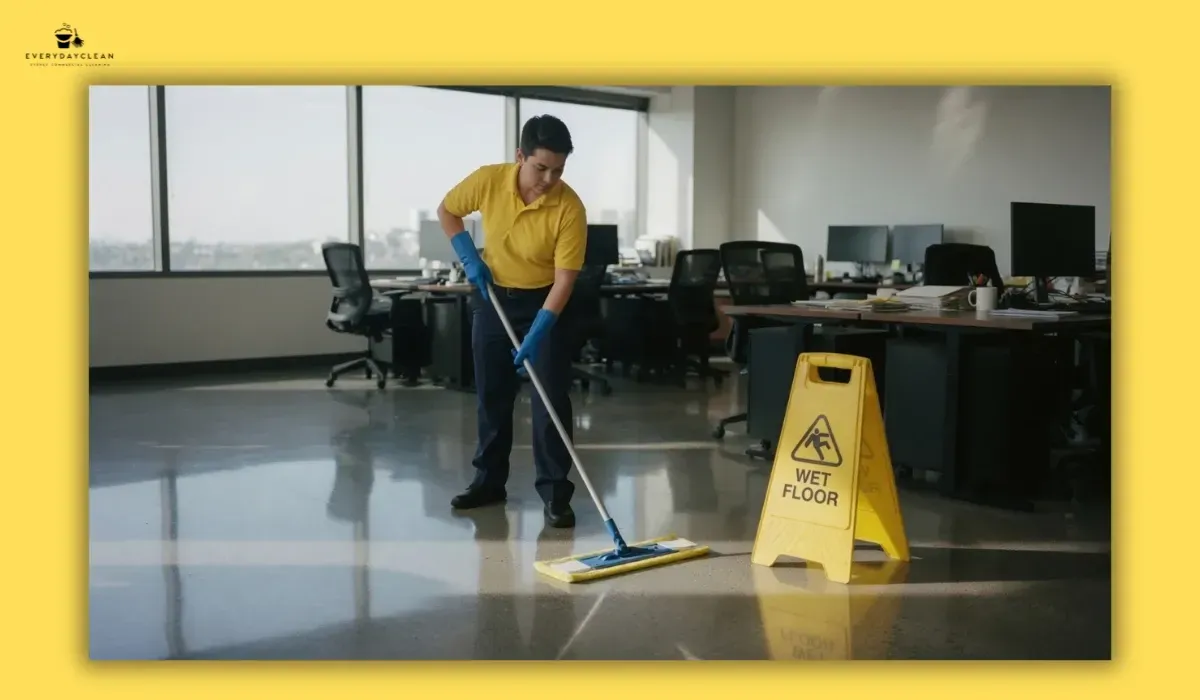 Office cleaning duration depends on bathrooms, kitchens, flooring and office condition