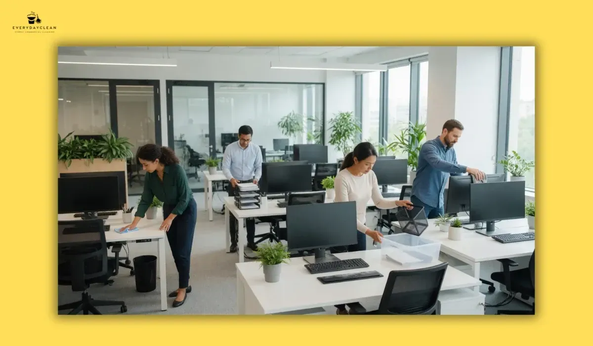 office cleaning duites and responsibilites shared between staff and professional cleaners