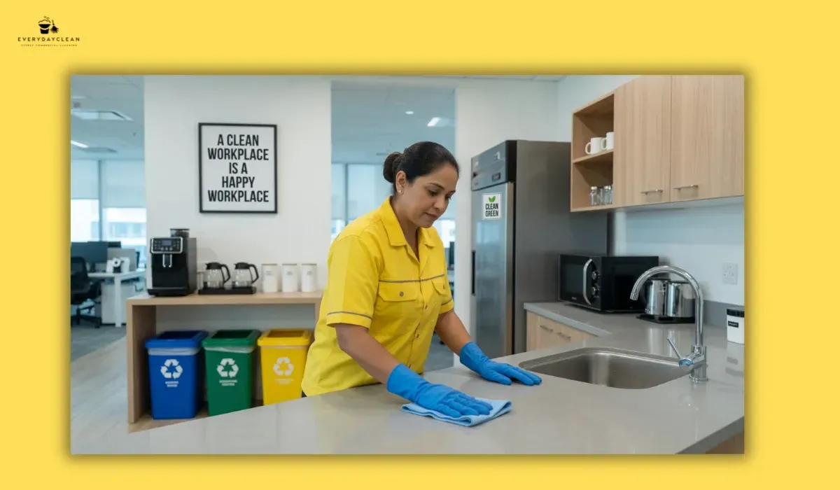 Office cleaning SOP covering bathrooms, kitchens, desks and high-touch surfaces