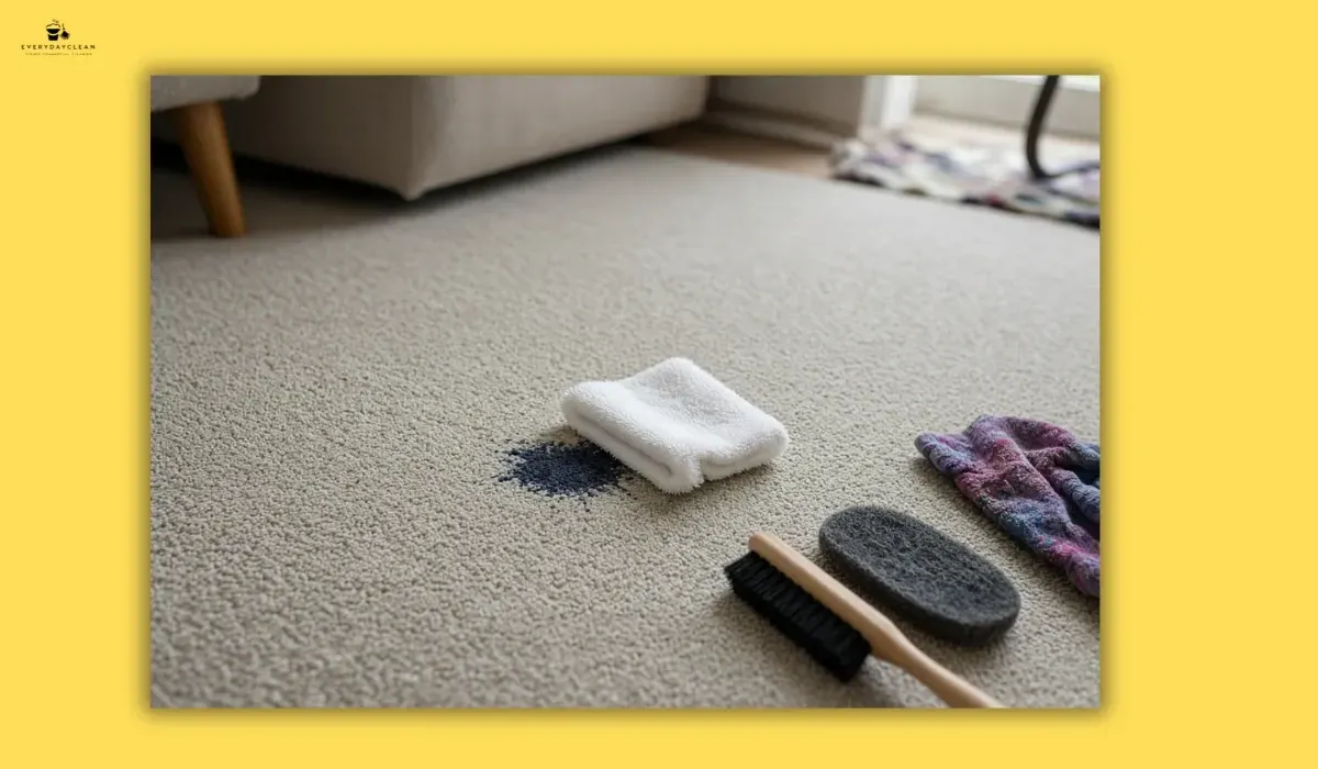 Professional carpet cleaner assessing a stubborn ink stain