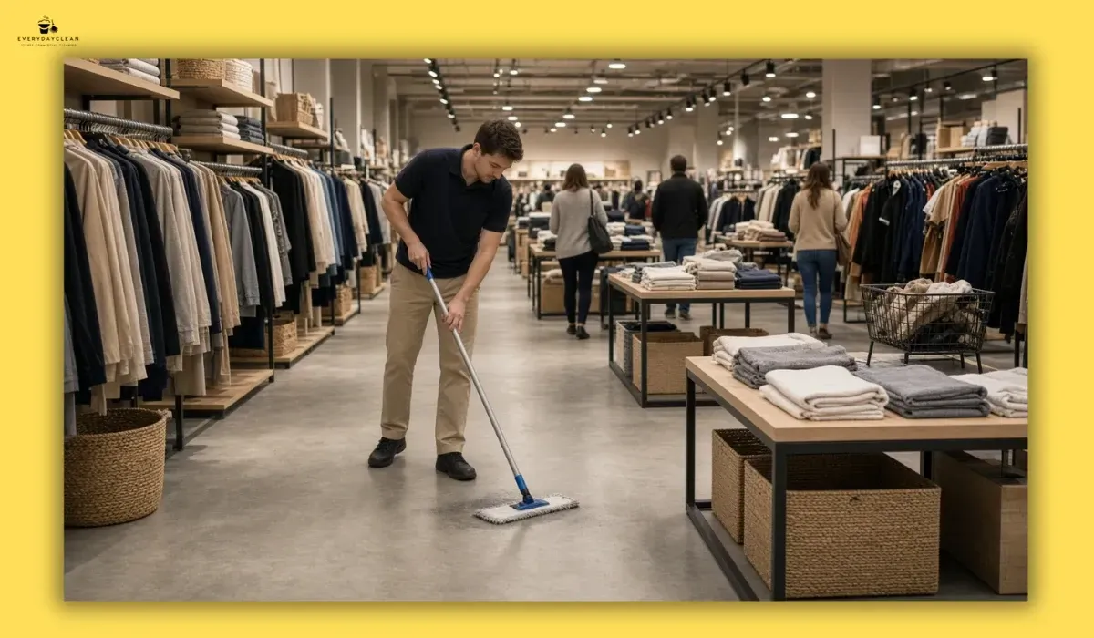 Retail sales floor with clean aisles, fixtures and product displays