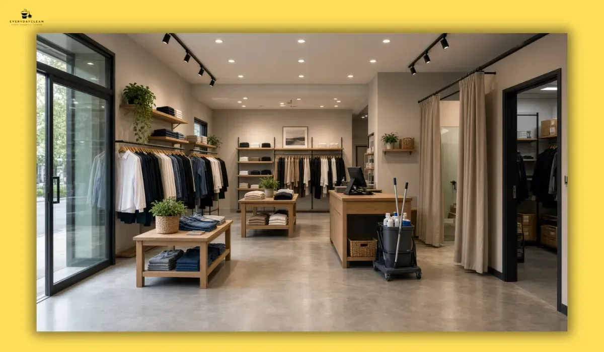 Retail store cleaning checklist covering key shop areas and cleaning tasks