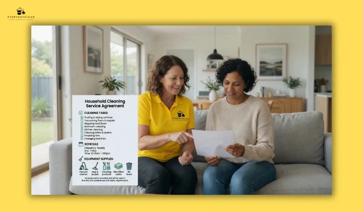 Reviewing an NDIS household cleaning service agreement before booking support