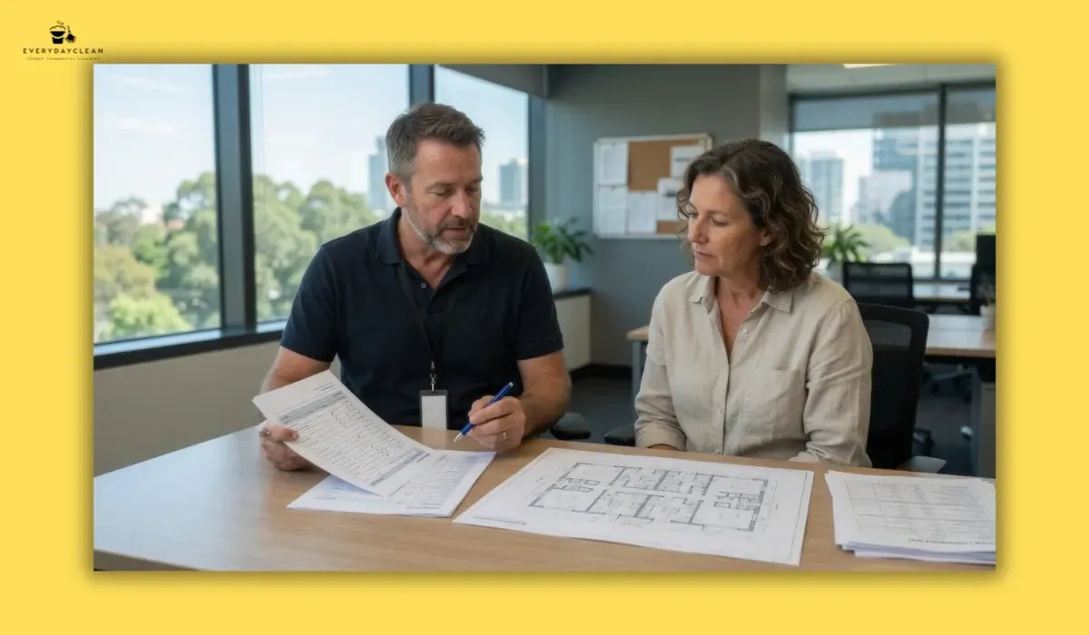 Reviewing the strata plan and maintenance schedule before arranging window cleaning
