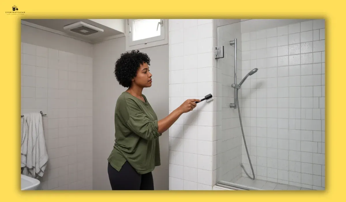 scrubbing shower grout and managing bathroom moisture