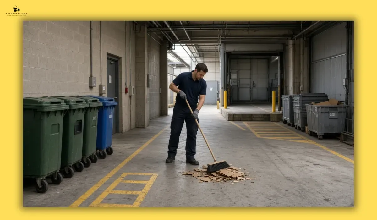 Shopping centre loading dock and waste area kept clean and organised