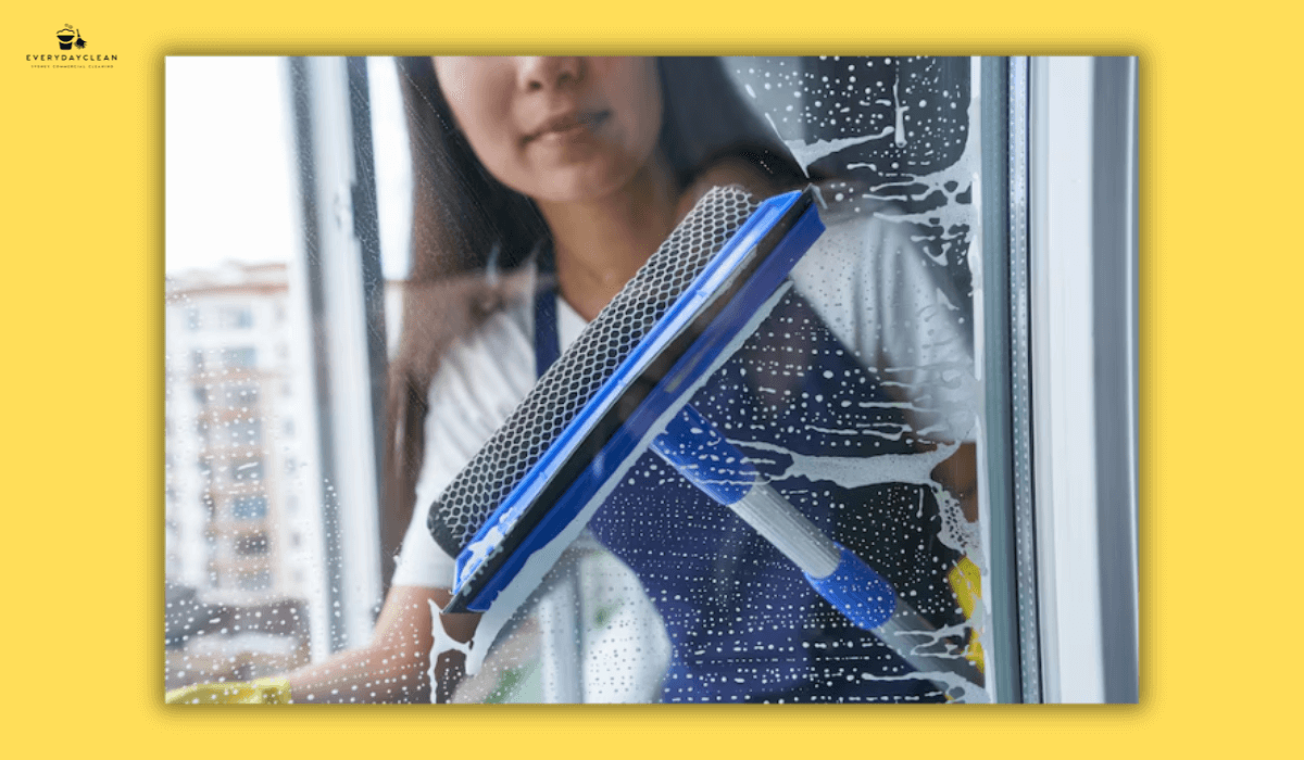 Soapy water cleaning house windows
