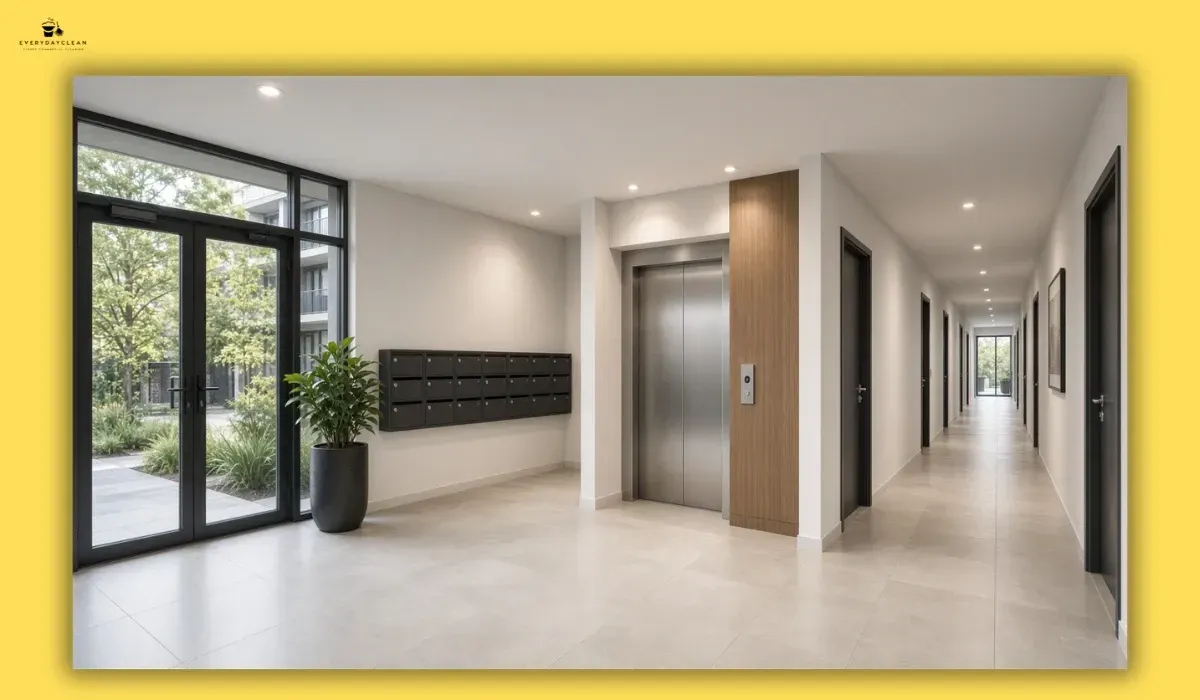 Strata cleaning checklist covering entrances, hallways, lifts and shared areas