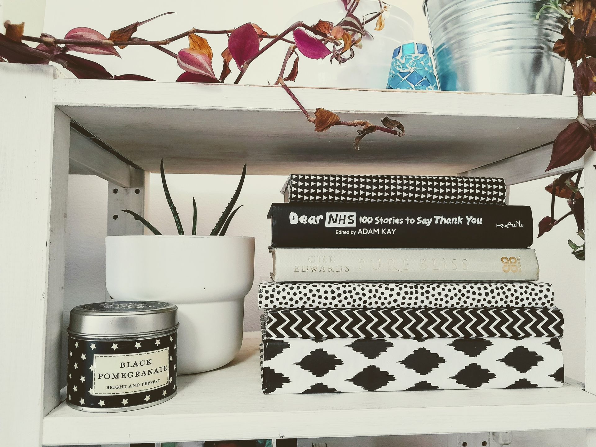 Styled shelf with greenery and accessories for Croydon home staging project