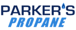 Parker’s Propane logo in blue and white text with a blue flame icon