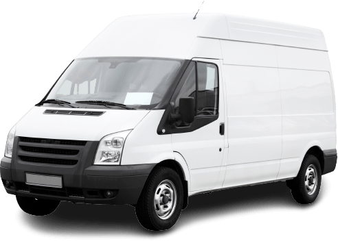 A White Van is Shown on a White Background — Buck Removals & Storage in Griffith, NSW