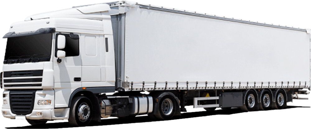 A White Semi Truck With a Trailer on a White Background — Buck Removals & Storage in Griffith, NSW