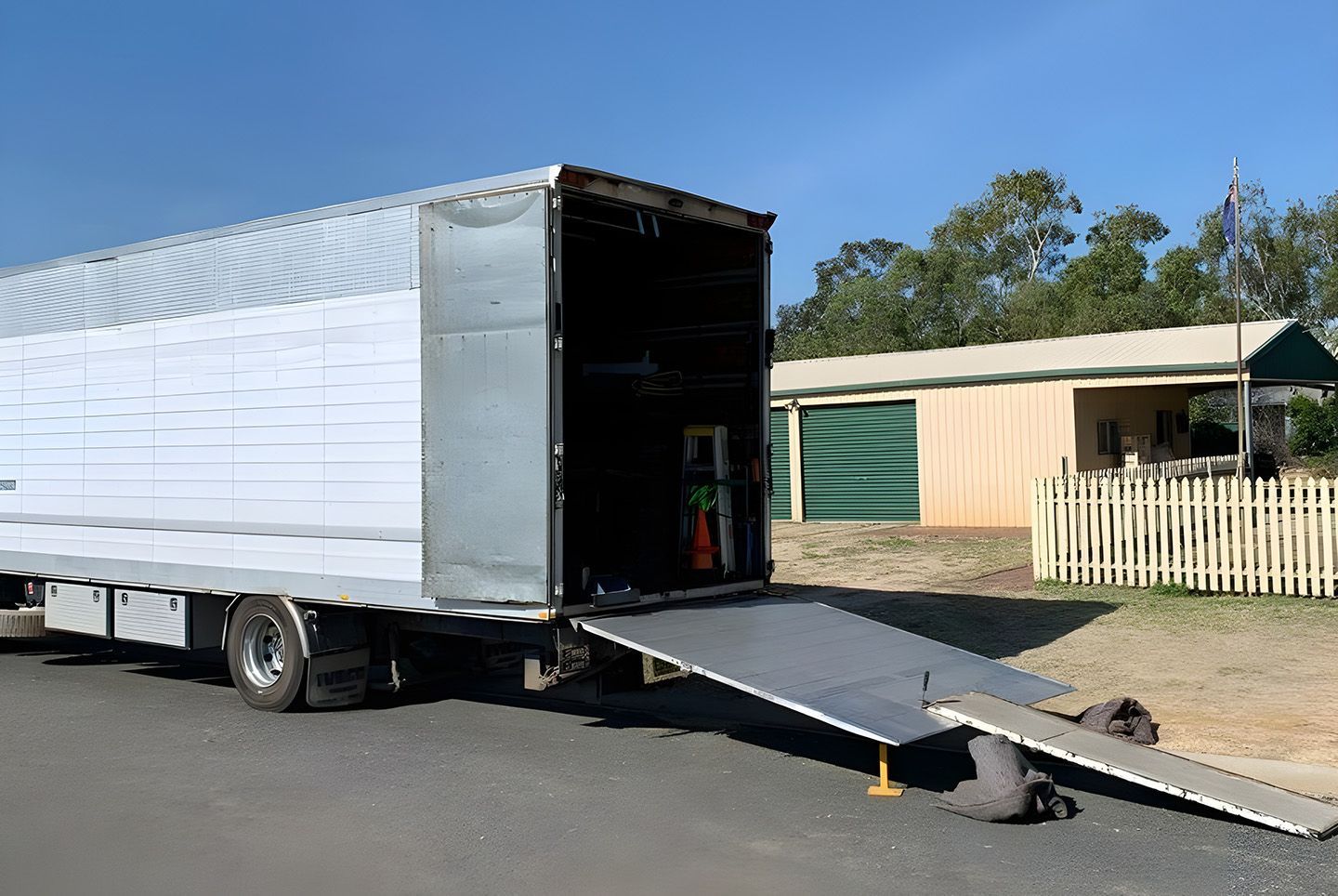 Box Truck With Ramp Parked On Street