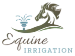 A logo for Equine Irrigation with a horse and a fountain.