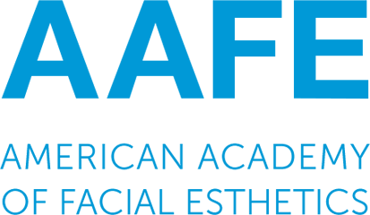 AAFE logo in blue with American Academy of Facial Aesthetics text