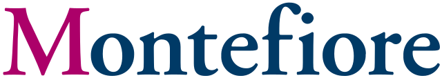 Montefiore logo in purple and navy text on a white background