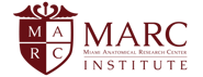 MARC Institute logo in maroon and black, with a shield emblem and stylized lettering