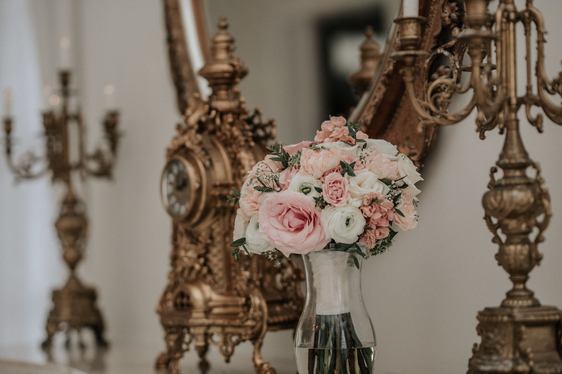 large pink and white wedding bouquet