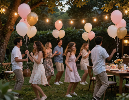 Private party celebration with guests dancing
