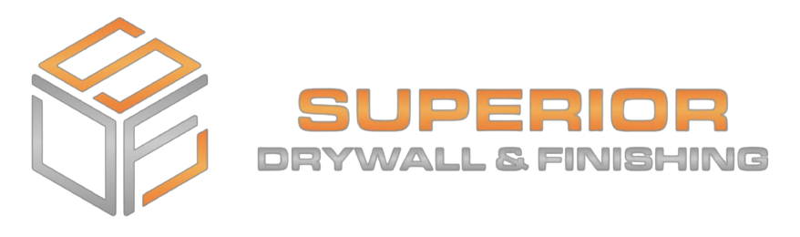 Logo for Superior Drywall & Finishing, with a cube graphic and text in orange and gray.