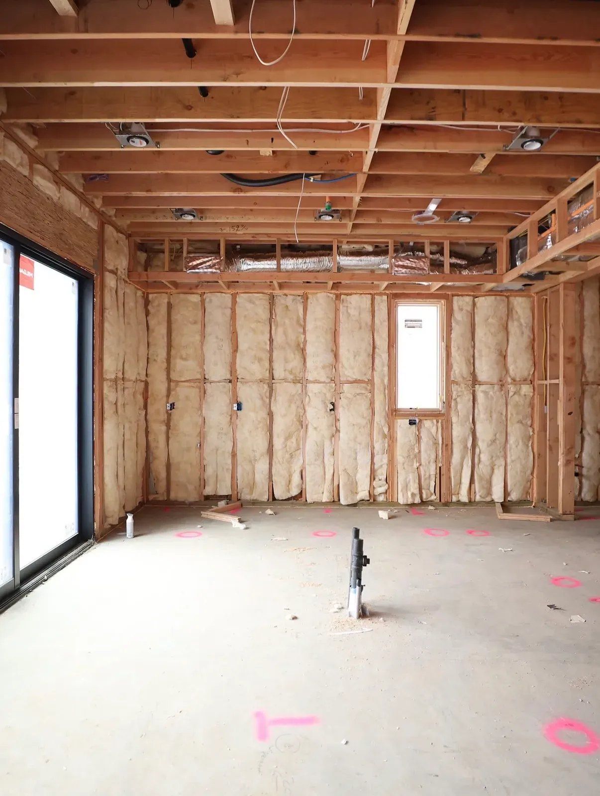 Living room before drywall, Project Odell Bentonville custom home