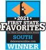 2021 First State Favorites Winner badge for South Delawareonline.com, blue and black with star logo