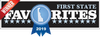 Favorite State 2019 winner badge with black, white, and blue banner and red corner ribbon