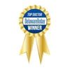 Blue and gold “Top Doctor DelawareToday Winner” award ribbon badge