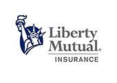 Liberty Mutual Insurance logo with blue Statue of Liberty icon and gray text