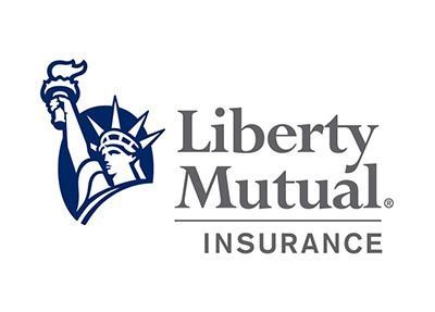 Liberty Mutual Insurance logo with blue Statue of Liberty icon and gray text on white background